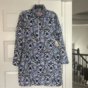 Lilly Pulitzer Beckon Blue Oh My Cod UPF 50+ Skipper Popover Dress